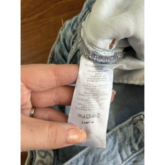 We The Free People Denim Shorts Sz 29 Distressed Frayed Hem Button Fly - Picture 5 of 7